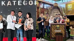 Stand Kabupaten Sukabumi raih penghargaan kreatif di APKASI otonomi Expo 2025. (Sumber Foto: FB DPMPTSP Kabupaten Sukabumi)