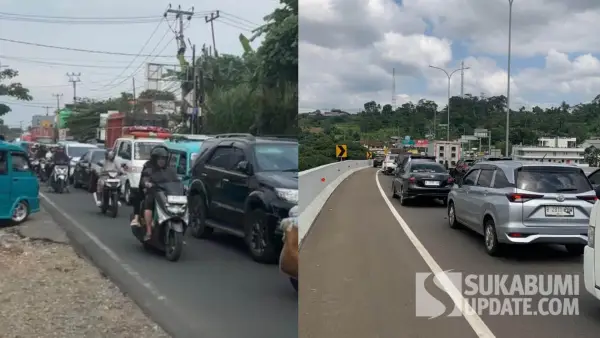 Kondisi arus lalu lintas di kawasan Cibadak dan Exit Tol Parungkuda Kabupaten Sukabumi pada Sabtu (6/9/2025). (Sumber Foto: Istimewa/SU Ibnu)