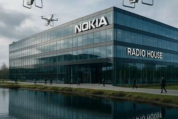 Kampus Nokia Rumah Radio di Oulu, Finlandia, pusat inovasi 5G dan 6G global yang menggabungkan R&D, manufaktur canggih, dan prinsip keberlanjutan. (Sumber: AI: ChatGPt)