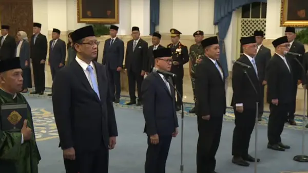 4 Menteri dan 1 wakil menteri dilantik Presiden RI Prabowo Subianto dan Reshuffle September 2025 (Sumber: setneg)