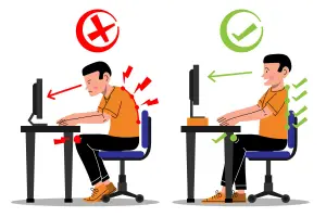 Ilustrasi postur duduk yang salah dengan yang benar (Sumber : Freepik)