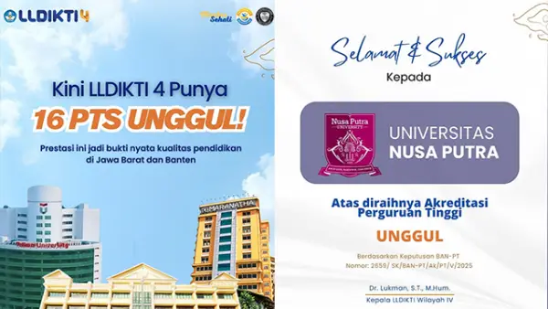 Universitas Nusa Putra Termasuk PTS di Jawa Barat yang Mendapatkan Predikat Akreditasi Unggul dari BAN-PT. (Sumber : Instagram/@lldiktiwilayah4).