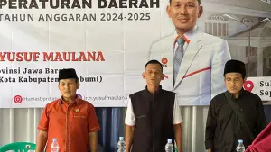Anggota Komisi IV DPRD Jawa Barat Yusuf Maulana atau Haji Aka melakukan sosialisasi Perda Nomor 6 Tahun 2019 tentang Kewirausahaan Daerah, di Cibitung Sukabumi. (Sumber : Istimewa.).