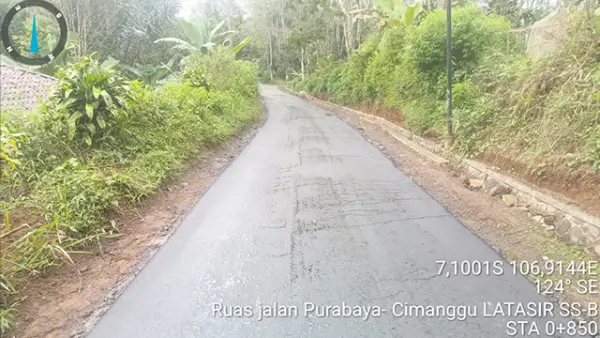 Kondisi ruas jalan Purabaya-Cimanggu Desa Margaluyu, Kecamatan Purabaya, Kabupaten Sukabumi, yang rampung 100 persen. (Sumber : dokumen UPTD PU Jampangtengah).