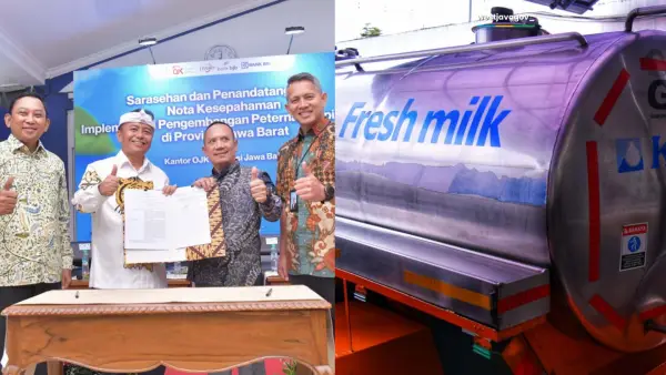 Sekda Herman Suryatman saat menghadiri acara Sarasehan dan Penandatanganan Kerja Sama Pengembangan Peternak Sapi Perah Jabar di Aula KPSBU Lembang. (Sumber Foto: Biro Adpim Jabar)