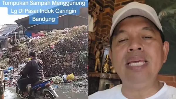 Gubernur Jawa Barat Dedi Mulyadi (KDM) merespon laporan warga terkait sampah di Pasar Induk Caringin Bandung yang menggunung lagi. (Sumber Foto: IG Dedi Mulyadi)