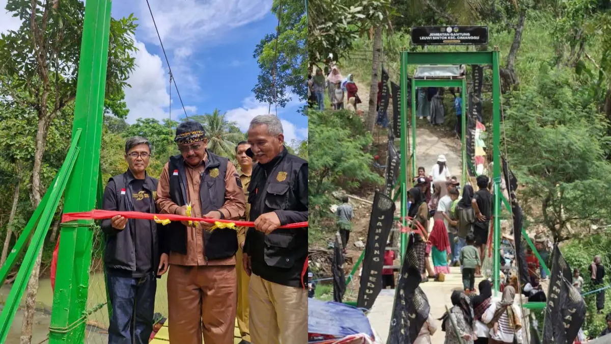 Permudah Mobilitas Warga, Bupati Sukabumi Resmikan Jembatan Gantung Leuwi Sintok di Cimanggu