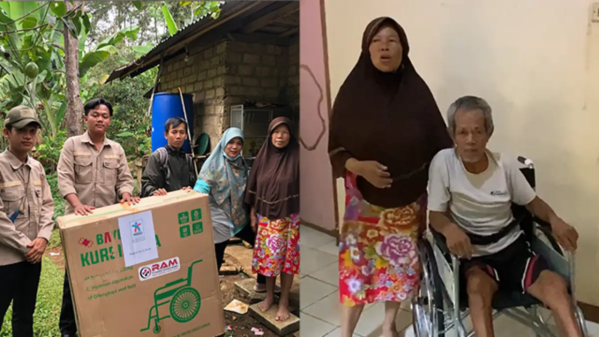 Isak Warga Bojonggenteng Terima Kursi Roda dari Yayasan Sukabumi Update Peduli
