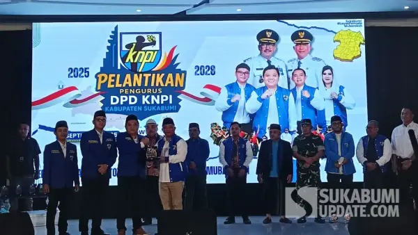 Wakil Bupati Sukabumi Andreas saat menghadiri pelantikan DPD KNPI Kabupaten Sukabumi 2025-2028 | Foto : SukabumiUpdate