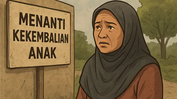 Ilustrasi - Seorang ibu, Kecamatan Cisaat, Kabupaten, terus menanti RR (23) putrinya yang menjadi korban TPPO di China. (Sumber : AI/ChatGPT).