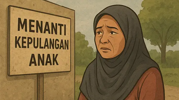 Ilustrasi - Seorang ibu, Kecamatan Cisaat, Kabupaten, terus menanti RR (23) putrinya yang menjadi korban TPPO di China. (Sumber : AI/ChatGPT)