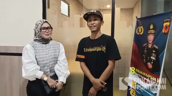 Pertemuan Anggota DPRD Kabupaten Sukabumi Dilla Nurdian dan Mang Kifly di Polda Jabar. (Sumber Foto: Istimewa)