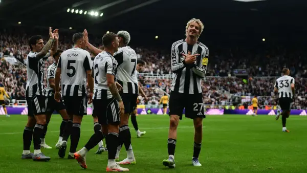Nick Woltemade merayakan golnya ke gawang Wolverhampton di ajang liga Inggris pekan lalu. (Sumber: Web/newcastleunited)