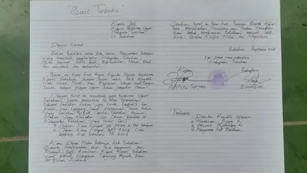Surat terbuka diaga muda untuk Kejaksaan Negeri Kabupaten Sukabumi (Sumber: dok diaga)