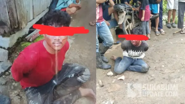 Dua terduga pelaku begal motor di sukabumi (Sumber: Dok warga)