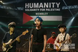 Gorillaz membuktikan  seni tidak mengenal batas, perpaduan sempurna antara visual Jamie Hewlett yang memukau dan musik visioner Damon Albarn. Konser untuk Gaza adalah babak terbaru dalam kisah mereka (Ilustrasi AI:ChatGPt)