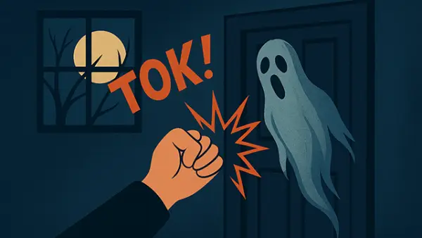 Ilustrasi - Suara ketukan pintu dan mitos-mitos menyeramkan yang melingkupinya. (Sumber : AI/ChatGPT).