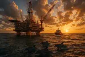 Arab Saudi melalui Aramco unggul dalam keahlian yang berbeda, yaitu efisiensi pengeboran konvensional skala besar dengan biaya produksi terendah di dunia. (Ilustrasi AI: ChatGPt)