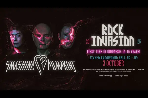 The Smashing Pumpkins, kembali ke Jakarta dalam rangkaian tur bertajuk Rock Invasion 2025, yang dijadwalkan akan mengguncang Hall A2 & A3, JIEXPO Kemayoran pada Jumat, 3 Oktober 2025. (Sumber: thesmashingpumpkinsjkt)