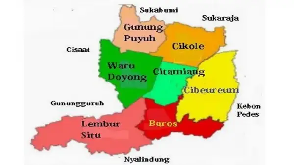 Ilustrasi peta sebaran beberapa kecamatan yang diwacanakan untuk bergabung ke Kota Sukabumi (Sumber: Istimewa)