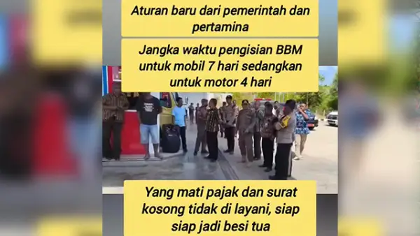 Screenshoot video pengisian BBM akan diatur oleh Pemerintah dan Pertamina. (Sumber : Instagram/@rais_alifmotor).