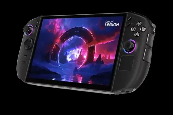 Lenovo Legion Go 2 handheld gaming dengan layar OLED 144Hz memainkan game AAA, desain futuristik (Sumber: lenovo.com)