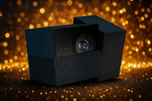 TCL PlayCube Projector: Proyektor portabel twistable ala Rubiks Cube dengan Google TV, layar 150 inci 1080p 750 lumens, speaker 5W, baterai 3 jam, dan AI auto-focus plus parental control untuk keamanan anak. (sumber: tcl.com)