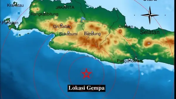 Titik gempa berkekuatan M4,9 yang terjadi di Kabupaten Garut pada Selasa (30/9/2025) (Sumber: BMKG)