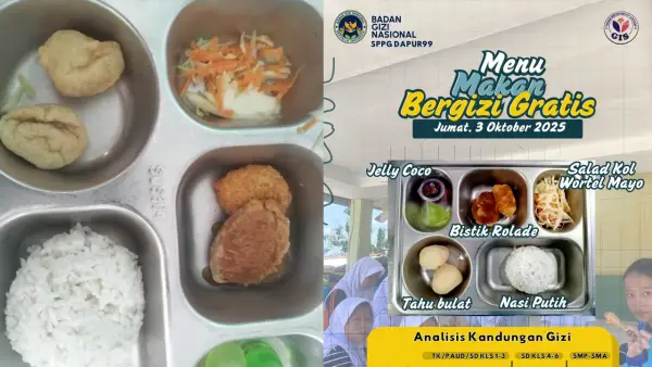 Menu MBG yang disajikan kepada SIswa SD di Palabuhanratu Sukabumi. Jumat (3/10/2025) (Sumber: Dok Warga)