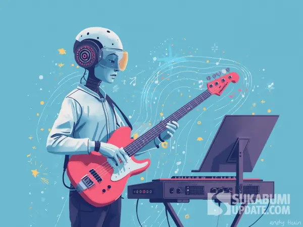 Kisruh musik AI memanas! Gugatan RIAA vs. Suno/Udio, deepfake Drake/The Weeknd, dan band AI palsu mendominasi Spotify. Perjuangan etis & hukum melawan eksploitasi suara & hak cipta. (Sumber : Canva)