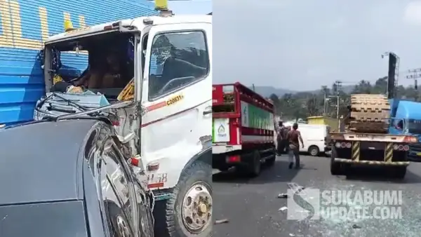 Kecelakaan di Pamuruyan Cibadak, Kabupaten Sukabumi, Selasa (7/10/2025). (Sumber: Tangkapan layar video amatir warga)