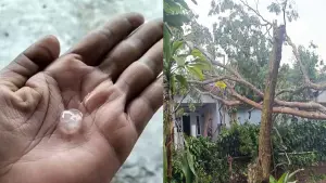 Hujan es dan angin kencang di Nagrak Sukabumi | Foto : P2BK Nagrak