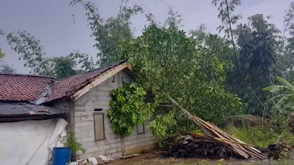 Angin Kencang dan Hujan Es Terjang Dua Desa di Jampangtengah Sukabumi, Puluhan Rumah Rusak. (Sumber : Dok P2BK Jampangtengah.).