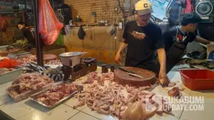 Pedagang daging ayam di Pasar Parungkuda Sukabumi (Sumber: sukabumiupdate)