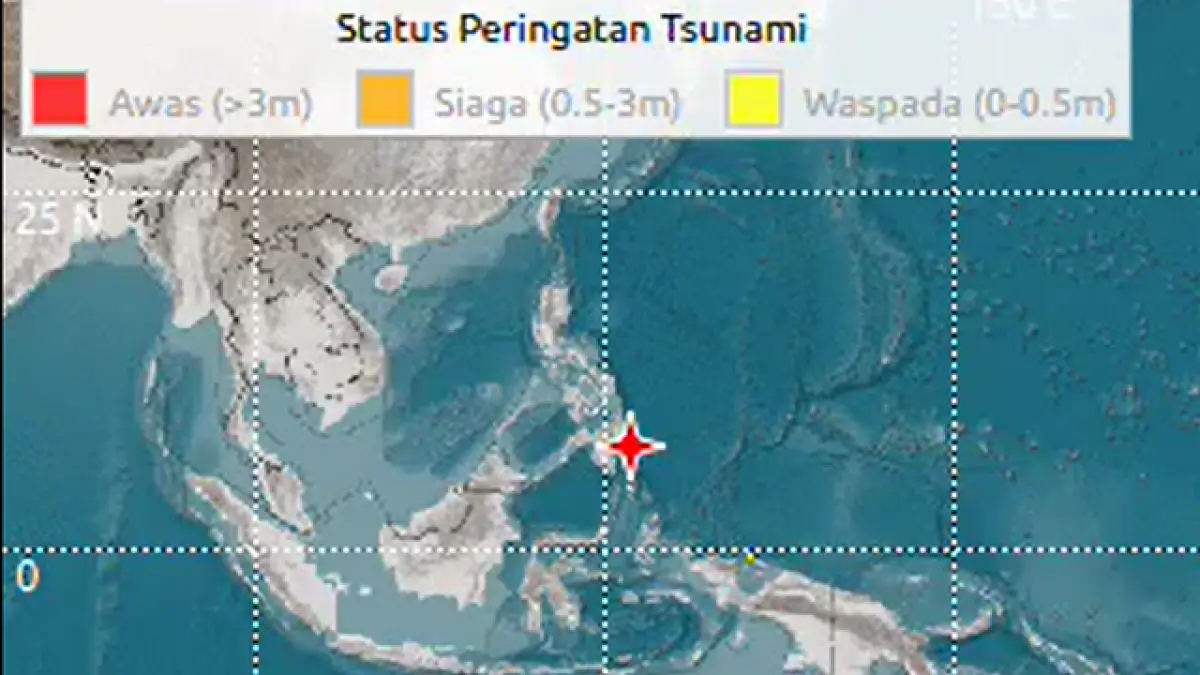 Peringatan Dini Tsunami di Sulut dan Papua Pasca Gempa Magnitudo 7,6 di Filipina