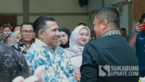 : Ketua Komisi II DPRD Kabupaten Sukabumi, Hamzah Gurnita saat menghadiri pisah sambut Komandan Kodim 0622 Kabupaten Sukabumi di aula Setda, Kamis (9/10/2025) (Sumber: Dok DPRD)