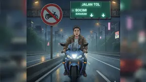 Ilustrasi - Pengendara tersesat ketika pakai Google Maps. (Sumber : AI/Gemini).
