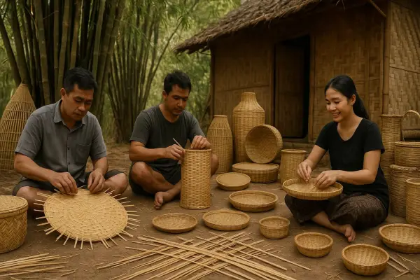 Bambu dipilih sebagai simbol karena sifatnya yang kuat namun lentur, mudah ditemui dan lekat dengan alam sehingga banyak ditemui dalam falsafah Sunda (GenImageAI: ChatGPt)