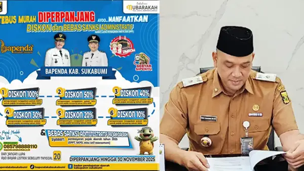 Kepala Bapenda Kabupaten Sukabumi Herdy Somantri mengajak warga manfaatkan program tebus murah pajak PBB 2025. (Sumber : Bapenda Kabupaten Sukabumi).