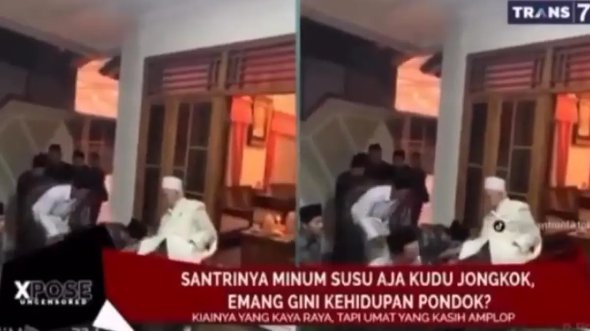 Salah satu cuplikan tayangan Xpose Uncensored Trans7 yang disorot karena menyinggung pesantren Lirboyo. | Sumber Foto: X