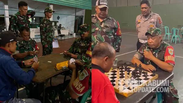 Suasana perlombaan catur dan gaple di GOR Serbaguna Kodim 0607 Sukabumi (Sumber : SU/Turangga Anom).