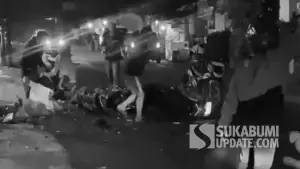 Kecelakaan adu banteng dua motor di Jalan Raya Situhiang, Kecamatan Jampangkulon, Kabupaten Sukabumi. (Sumber Foto: Istimewa)