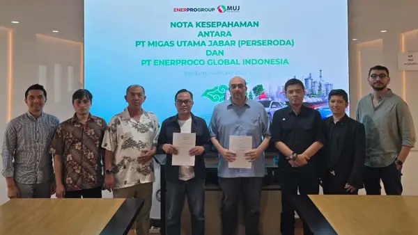 MoU antara PT Migas Utama Jabar (Perseroda) selaku mitra Pertamina dan PT Enerproco Global Indonesia. (Sumber Foto: Humas Jabar)
