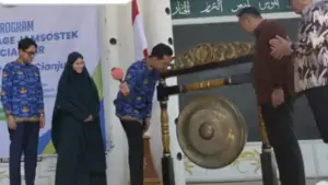 Pemkab Cianjur saat meluncurkan Program Universal Coverage Jamsostek. (Sumber: Istimewa)