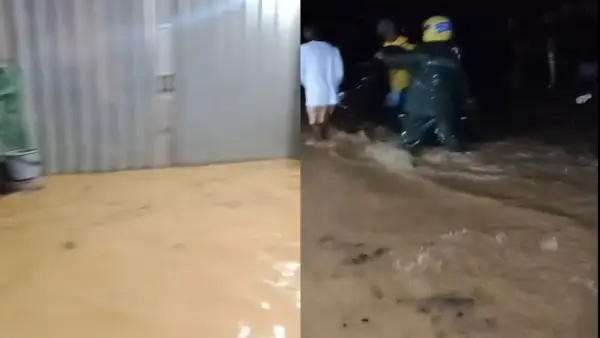 Banjir rendam pemukiman warga dan masjid di Jampangtengah, Kabupaten Sukabumi | Foto : Do. Warga