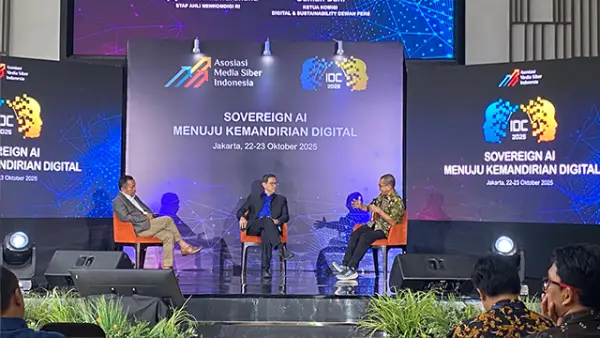 Staf Ahli Kementerian Komunikasi dan Digital, Wijaya Kusumawardhana jadi Pembicara di Indonesia Digital Conference (IDC) 2025, The Hub Epicentrum, Jakarta Selatan, pada 22–23 Oktober 2025. (Sumber : AMSI.)