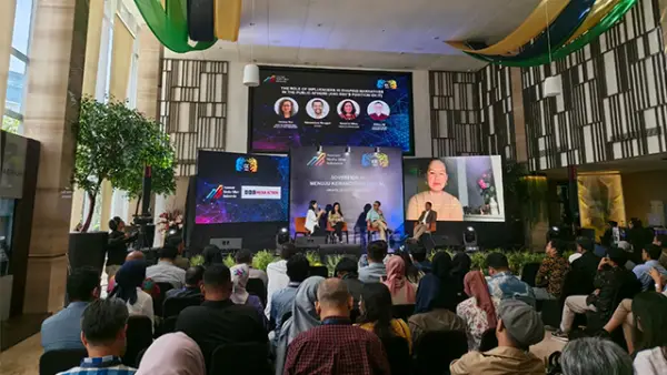 Diskusi arus persaingan media baru dan media lama dalam gelaran Indonesia Digital Conference (IDC) 2025, di The Hub Sinarmas Land, Jakarta, Kamis (23/10/2025). (Sumber : AMSI.).