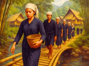 Ilustrasi Digital Image Masyarakat Sunda yang masih memegang teguh konsep spiritual  Sunda Wiwitan (GenImage:Sora)