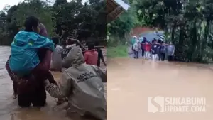 Kondisi banjir di Purabaya Sukabumi pada Jumat (24/10/2025). (Sumber Foto: P2BK Purabaya)