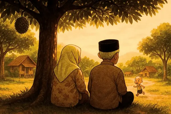 Fakta Resmi: Secara kanon dalam serial, Opah (Hajah Siti Fatimah) dan Tok Dalang (Haji Burhanuddin) adalah sahabat lama dan tetangga akrab sejak masa kecil, bukan pasangan romantis atau mantan kekasih. (Ilustrasi:Sora)